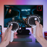 Geekria Anti-Collision Protection Frame Cover Set Compatible with Meta Q3, VR Controller Grips Cover, PC Clear Cover with Knuckle Strap Rocker, Handle Bumper Guard Set (White, 1 Pair)