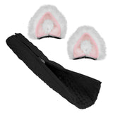 Geekria NOVA Knit Fabric Headband Cover + Cat Ears Attachment Compatible with Razer SteelSeries HyperX Sennheiser ASTRO Sony Logitech ATH Headphones, Head Cushion Pad Protector (White/Pink)