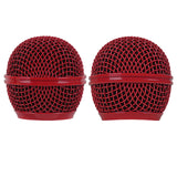 Geekria for Creators Microphone Replacement Grille Compatible with Shure BETA 58A, SV100 Mic Head Cover, Microphone Ball Head Mesh Grill, Capsule Parts, Mic Replacement Parts (Red / 2 Pack)