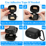 Geekria Silicone Case Cover Compatible with Soundcore by Anker C30i True Wireless Earbuds, Protective Earphones Skin Cover with Keychain Hook, Charging Port Accessible (Black)