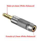 Geekria 4.4mm Male to 3.5mm Balanced Female Headphones Adapter for 3.5mm 4-Pole Cable Connected to Balanced 4.4mm Player Device, Aluminum Alloy Conversion Audio Plug, Gold Plated Adapter
