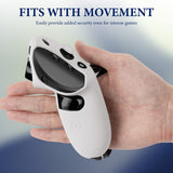 Geekria Silicone Controller Cover Compatible with Meta Quest Pro, Anti-Throw Handle Sleeve Gaming Accessories, Adjustable Wrist Knuckle, Thumb Caps (White, 1 Pair)
