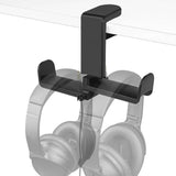 Geekria PC Gaming Dual Headphone Stand, Clip On Desk Headphone Holder, 360 Rotation Adjustable, Under Desk Headset Holder Compatible with Sennheiser, Bose, Beats, Razer, Sony (Black)