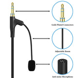 Geekria Boom Mic Headphones Cable Compatible with Sony WH-1000XM5, Skullcandy Crusher ANC 2, Beats Solo 4, USB C Jack Replacement Cord with Boom Microphone for Gaming & Meeting (5.6 ft)