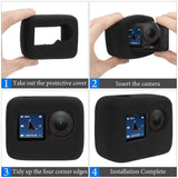Geekria for Creators Windslayer Cover Wind Muff Compatible with DJI Osmo Action 6, 5 Pro, 4, 3 Action Camera, Housing Frame Case, Video Noise Reduction Sponge Accessories (Black / 2 Pack)