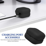 Geekria Silicone Case Cover Compatible with Sony LinkBuds Open WF-L910, True Wireless Earbuds, Protective Earphones Skin Cover with Keychain Hook, Charging Port Accessible (Black)
