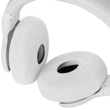 Geekria 2 Pairs Knit Headphones Ear Covers - Product Safety Certified - Washable & Stretchable Sanitary Earcup Protectors for On-Ear Headsets, Sweat Pads for Gym, Meeting (Size S / White)