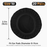 Geekria 20 Pairs Flex Fabric Headphones Ear Covers - Product Safety Certified - Washable & Stretchable Earcup Protectors for Over-Ear Headsets, Sweat Pads for Gym (Size M/Black)