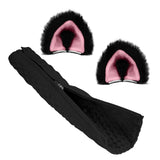 Geekria NOVA Knit Fabric Headband Cover + Cat Ears Attachment Compatible with Razer, SteelSeries, HyperX, Sennheiser, ASTRO, Sony, Logitech, ATH Headphones, Head Cushion Pad Protector (Black/Pink)