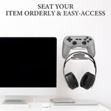 Geekria Wall Mount Controller & Headphone Holder, Acrylic Dual Storage Hook, Wall Mounted Gamepad Stand for 8BitDo Pro 2, Ultimate, Space Saving Gaming Accessories (Clear)