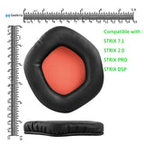 Geekria QuickFit Protein Leather Replacement Ear Pads for Asus STRIX 7.1, STRIX 2.0, STRIX PRO, STRIX DSP Headphones Ear Cushions, Headset Earpads, Ear Cups Cover Repair Parts (Black)