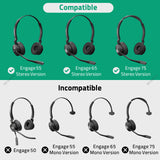 Geekria QuicFit Replacement Ear Pads for Jabra Engage 55/ 65/ 75 (Stereo Version) Headphones Ear Cushions, Repair Parts (Do Not Fit Engage 50, Engage 55/65/75 Mono Version) (Black)