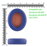 Geekria QuickFit Replacement Ear Pads Compatible with Anker Soundcore Life Q10, Q10, Life 2 NEO BT Headphones, Ear Cushions (Blue / Orange)