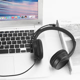 Geekria Computer Headset with Microphone, 3.5mm Wired Headphones with USB Adapter, Noise Cancelling Mic Call Center Office Headset for PC, Laptop, Cell Phone (Black)