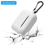 Geekria Silicone Case Cover Compatible with Soundcore by Anker A20i True Wireless Earbuds, Protective Earphones Skin Cover with Keychain Hook, Charging Port Accessible (White)