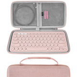 Geekria Keyboard Carrying Case, Hard Shell Protective Travel Bag for Small Compact Keyboard, Compatible with Logitech K380, Logitech Pebble Keys 2 K380s (Pink)