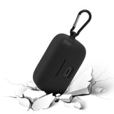 Geekria Silicone Case Cover Compatible with Sennheiser MOMENTUM True Wireless 4 Earbuds, Protective Earphones Skin Cover with Keychain Hook, Charging Port Accessible (Black)