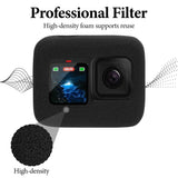 Geekria for Creators Windslayer Cover Wind Muff Compatible with GoPro Hero 13, 12, 11, 10, 9 Action Camera, Housing Frame Case, Video Noise Reduction Sponge Accessories (Black / 2 Pack)