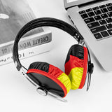 Geekria 2 Pairs Flex Fabric Headphones Ear Covers - Product Safety Certified - Washable & Stretchable Earcup Protectors for Over-Ear Headsets, Sweat Pads for Gym, Gaming ( M / German Flag)