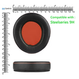 Geekria QuickFit Replacement Ear Pads for Steelseries 9H Headphones Ear Cushions, Headset Earpads, Ear Cups Cover Repair Parts (Black / Orange)
