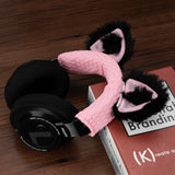 Geekria NOVA Knit Fabric Headband Cover + Cat Ears Attachment Compatible with Razer, SteelSeries, HyperX, Sennheiser, ASTRO, Sony, Logitech, ATH Headphones, Head Cushion Pad Protector (Black/Pink)