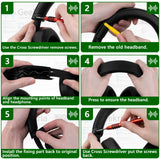 Geekria Protein Leather Headband Pad Compatible with Microsoft Xbox Wireless/Wired, Xbox Stereo 20th Anniversary Special Edition Headphones, Replacement Band Repair Part (Black)