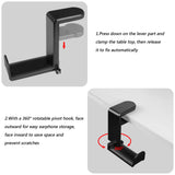 Geekria Gaming Headset Headphone Hook Stand, Under-Desk Headphone Stand Mount Holder with 360° Rotation Adjustable, Compatible with Bose, Sony, AKG, Sennheiser, JBL, B&O, Beats, ATH (Black)