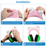 Geekria NOVA Knit Fabric Headband Cover + Cat Ears Attachment Compatible with Razer Kraken V4, SteelSeries Arctis Nova Pro, HyperX Cloud III, Sennheiser GSP 300, Sony INZONE H9 Headphones (Pink)