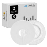 Geekria 2 Pairs Knit Headphones Ear Covers - Product Safety Certified - Washable & Stretchable Sanitary Earcup Protectors for On-Ear Headsets, Sweat Pads for Gym, Meeting (Size S / White)