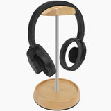 Geekria for Creators Wooden Headphone Stand with Aluminum Holder, Beech Wood Headset Holder for Desk with Cable Storage Base, Compatible with Sony WH-1000XM6, Bose QC Ultra, Beats, Razer