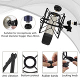 Geekria for Creators Microphone Shock Mount Compatible with Samson C01, C01U Pro, C03, C03U, CL7a, CL8a Mic Anti-Vibration Suspension Adapter Clamp Mic Holder Clip (Black / Metal)
