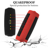 Geekria Silicone Speaker Case Cover, Compatible with JBL Charge 5, Protective Waterproof Soft Skin, Replacement Portable Speakers Travel Carrying Sleeve with Shoulder Strap (Red)