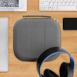 Geekria Shield Gaming Headset Case for Large Over-Ear Headphones, Replacement Hard Shell Travel Carrying Bag with Cable Storage, Compatible with Sony, Sennheiser, Turtle Headsets (Microfiber Grey)