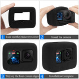 Geekria for Creators Windslayer Cover Wind Muff Compatible with GoPro Hero 13, 12, 11, 10, 9 Action Camera, Housing Frame Case, Video Noise Reduction Sponge Accessories (Black / 2 Pack)