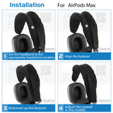 Geekria Knit Fabric Headband Cover Compatible with Cushion Apple AirPods Max Headphones, Head Top Cushion Pad Protector, Sweat Cover, Replacement Repair Part, Easy DIY Installation (Black L)