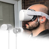 Geekria VR In-Ear Headphones Compatible with Meta Quest 3, Pico Neo 3, HTC Vive, Wired Earbuds with 3.5mm Aux Jack, Stereo Immersive Sound, S/M/L Ear Tips, VR Gaming Headset Accessories
