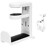 Geekria Under Desk Headphone Hook, 360° Rotating Headset Holder, Adjustable Desk Mount Hanger, Space Saving Gaming Headphone Holder Compatible with Sony, Bose, AKG, Sennheiser (White)