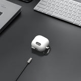 Geekria Silicone Case Cover Compatible with Soundcore by Anker Liberty 4 NC True Wireless Earbuds, Protective Earphones Skin Cover with Keychain Hook, Charging Port Accessible (White)