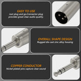 Geekria for Creators XLR Male to 1/4 Inch (6.35mm) TRS Male Microphone Cable Adapter, Compatible with Shure SM58, SM57, SM7B, MV7, PGA48, Behringer xm8500 Mic Cord Plug (Silver, 2 Pack)