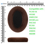 Geekria Comfort Velour Replacement Ear Pads for Sennheiser HD598, HD598SE, HD598CS, HD595, HD599, HD599 SE Headphones Ear Cushions, Repair Parts with Video Guide (Brown)