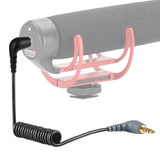 Geekria for Creators 3.5mm TRRS to TRS Coiled Right Angle Microphone Cable 1.6 ft / 50 CM, Compatible with Rode SC7, VideoMicro, VideoMic GO II, Wireless GO II 1/8 Male to Male Mic Cord (Black)