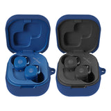 Geekria Silicone Case Cover Compatible with Audio-Technica ATH-SQ1TW True Wireless Earbuds, Earphones Skin Cover, Protective Carrying Case with Keychain Hook, Charging Port Accessible (Blue)
