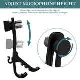 Geekria for Creators Drum Rim Microphone Clip, Universal Microphone Clamp Compatible with Shure BETA 52A, Adjustable Drum Mic Clips, Shockproof Musical Instrument Supplies (Black / 2 Pack)