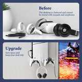 Geekria Wall Mount Kit Compatible with SONY Playstation 5 Slim Console, Disc & Digital Edition Metal Wall Hanging Stand, with 2-in-1 Magnetic Charging Cable, Headset Hanger