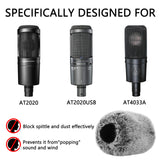 Geekria for Creators Furry Windscreen Compatible with Audio-Technica AT2020, AT2020USB, AT2035, Mic DeadCat Wind Cover Muff, Fluff Cover Windshield, Wind Noise Reduction (Grey / 2 Pack)