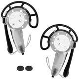 Geekria VR Extended Controller Grips Cover Compatible with Meta Quest 3, Anti-Collision Protection Frame Set, PC Clear Shell with Adjustable Straps, Handle Bumper Guard Kit (Clear)