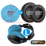Geekria 100 Pairs Disposable Headphones Ear Cover for Large Over-Ear Headset Earcup, Stretchable Sanitary Protector (L / Blue)