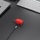 Geekria Silicone Case Cover Compatible with Audio-Technica ATH-TWX9 True Wireless Earbuds, Earphones Skin Cover, Protective Carrying Case with Keychain Hook, Charging Port Accessible (Red)