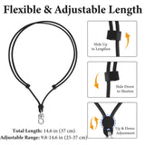 Geekria Neck Strap Compatible with Plaud NotePin & NotePin S Voice Recorder, Adjustable Length 10-15 inches with Secure Alloy Hook, NotePin Accessory (Black / Silver Hook)