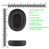 Geekria QuickFit Replacement Ear Pads for Skullcandy Crusher Wireless, Crusher EVO, Crusher ANC, Hesh3, HeshEVO, HeshANC, Venue ANC Headphones, Ear Cushions with Video Guide (Black)